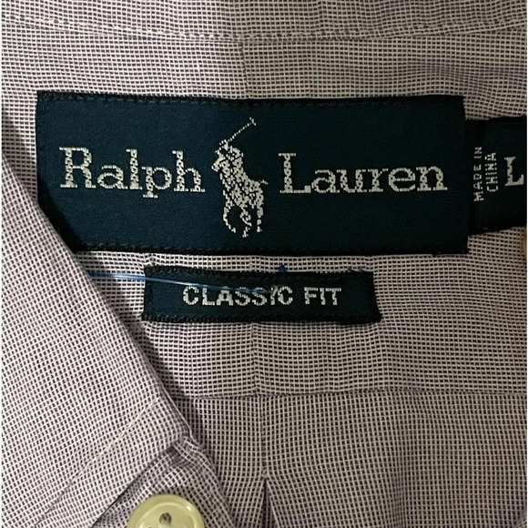 Ralph Lauren Classic Fit Long Sleeve Lavender Button Down Shirt Men's Size Large - Picture 7 of 8